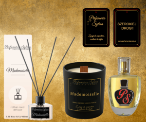 Zestaw Zapachowy – inspirowany Coco Mademoiselle (Chanel) (dyfuzor, świeca, zapach samochodowy, perfumy)   