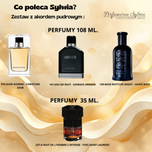 Zestaw perfum o akordzie pudrowym  męski      – wybór Sylwii      