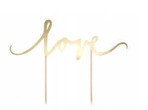 Topper na tort weselny LOVE złoty